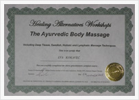 Certificate HAW Ayurvedic Massage
