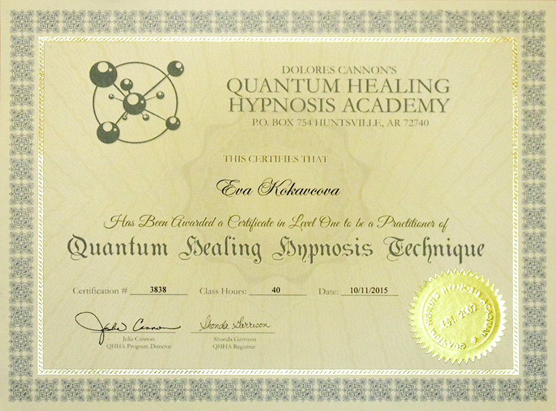 Certificate Quantum Healing Hypnosis