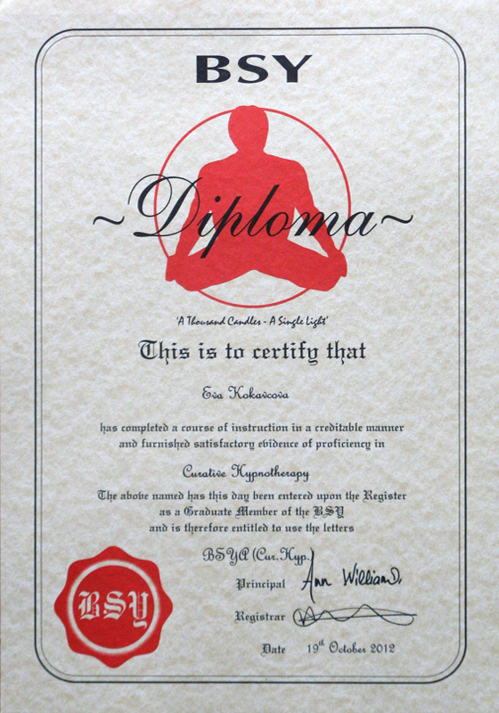  - Certificate BSY Hypnotherapy