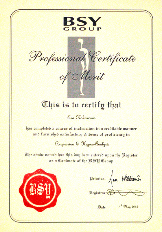  - Certificate BSY Regression Hypno