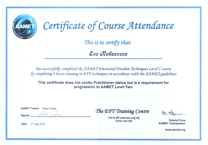  - Certificate Emotional Freedom Technique