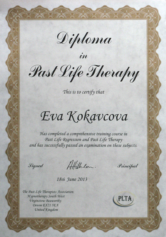  - Certificate PLTA Past Life Therapy