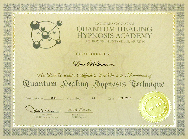  - Certificate Quantum Healing Hypnosis